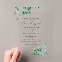 Grüne Eukalyptus-Hochzeit in weißer Schrift