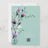 Grüne Eukalyptus-Hochzeit Lila Wasserfarben Einladung (Rückseite)