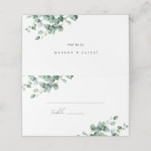 Grüne Eukalyptus-Hochzeit Platzkarte (Außenseite Aufgefaltet)