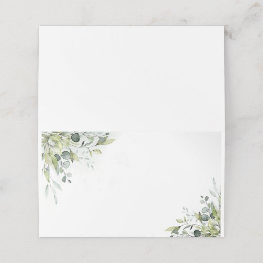 Grüne Eukalyptus Hochzeit Platzkarten (Außenseite Aufgefaltet)