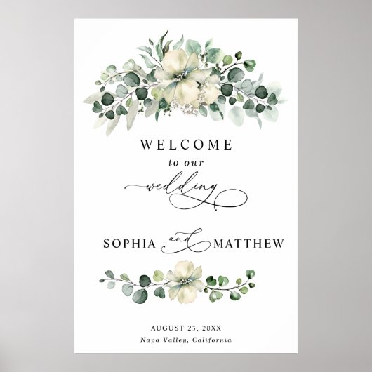 Grüne Eukalyptus-Hochzeit Poster (Vorne)
