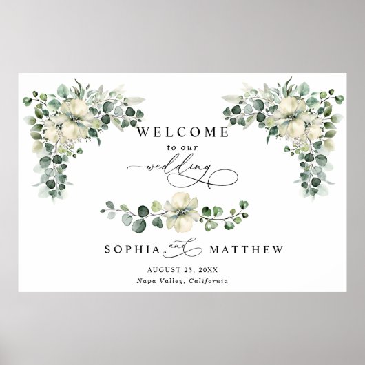 Grüne Eukalyptus-Hochzeit Poster (Vorne)