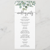 Grüne Eukalyptus-Hochzeit Programm (Rückseite)