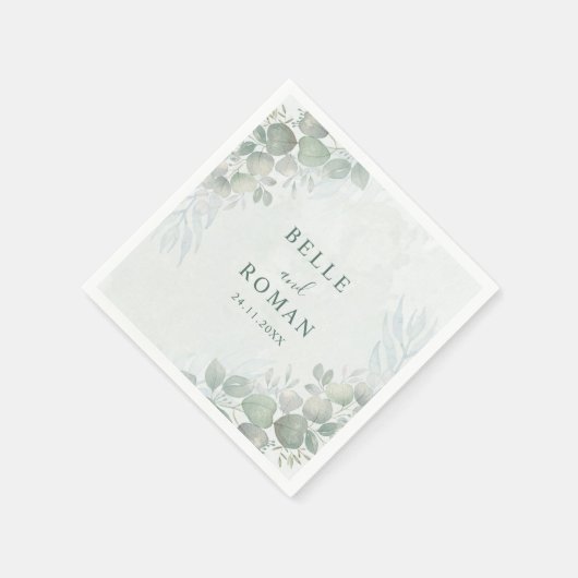 Grüne Eukalyptus-Hochzeit Serviette (Ecke)