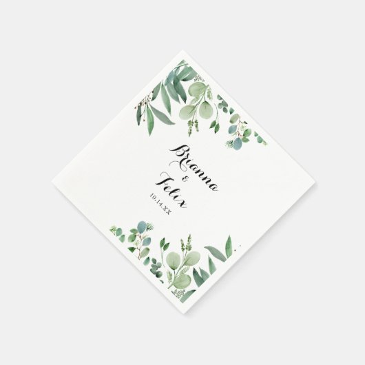 Grüne Eukalyptus-Hochzeit Serviette (Ecke)
