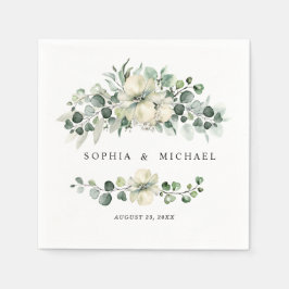 Grüne Eukalyptus-Hochzeit Serviette
