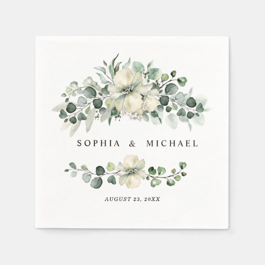 Grüne Eukalyptus-Hochzeit Serviette (Vorderseite)