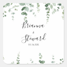 Grüne Eukalyptus-Hochzeiten-Umschlag Aufkleber