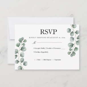 Grüne Eukalyptus-Hochzeits-RSVP RSVP Karte