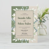 Grüne Eukalyptus-Hochzeitseinladung Einladung (Stehend Vorderseite)