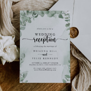 Grüne Eukalyptus-Hochzeitsempfehlung Einladung