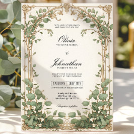 Grüne Eukalyptus-Hochzeitsfeier Einladung