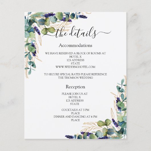 Grüne Eukalyptus Hochzeitsprogramm Details QR (Vorderseite)