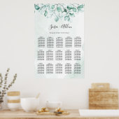 Grüne Eukalyptus-Hochzeitstabelle Poster (Küche)