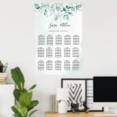 Grüne Eukalyptus-Hochzeitstabelle Poster (Heimbüro)