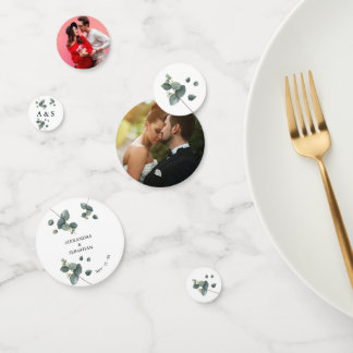 Grüne Eukalyptus-Hochzeitstisch-Dekoration Konfetti