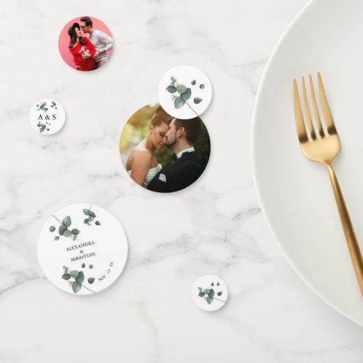 Grüne Eukalyptus-Hochzeitstisch-Dekoration Konfetti (Gruppe)