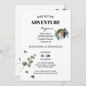 Grüne Eukalyptus Honeymoon Dusche Einladung (Vorne/Hinten)