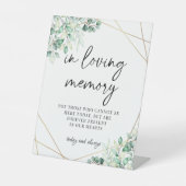 Grüne Eukalyptus in Love Memory Wedding Sockelschild (Vorderseite)