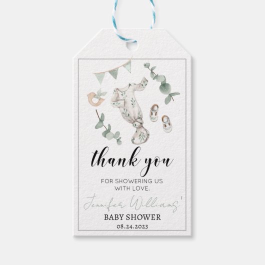 Grüne Eukalyptus-Junge Dusche danke Anhänger (Vorderseite)