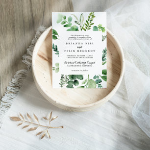 Grüne Eukalyptus-Kalligrafie Traditionelle Hochzei Einladung