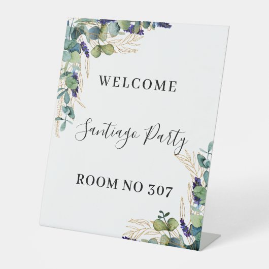 Grüne Eukalyptus-Lavendel-Saal Sockelschild (Vorderseite)