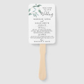 Grüne Eukalyptus Leaf Einfaches Hochzeitsprogramm Fächer (Vorderseite)