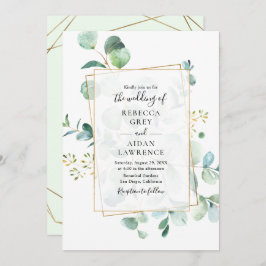 Grüne Eukalyptus mit geometrischem Rahmen Wedding Einladung
