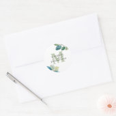 Grüne Eukalyptus mit Monogramm Hochzeit Runder Aufkleber (Umschlag)