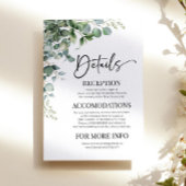 Grüne Eukalyptus Moderne Hochzeitdetails Begleitkarte