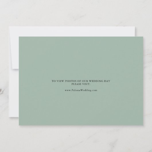 Grüne Eukalyptus Moderne Kalligraphie Elopement Ankündigung (Rückseite)