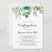 Grüne Eukalyptus Moderne Kalligraphiebestätigung Einladung (Vorderseite)