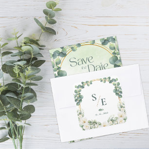 Grüne Eukalyptus-Monogramm Botanische Hochzeit Quadratischer Aufkleber