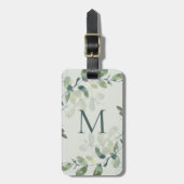 Grüne Eukalyptus Monogramm Gepäckanhänger (Vorderseite vertikal)