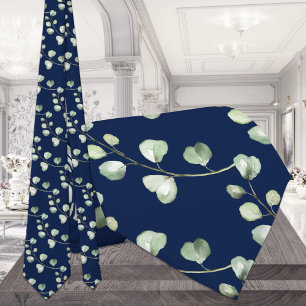 Grüne Eukalyptus Navy Blau Hochzeit Krawatte