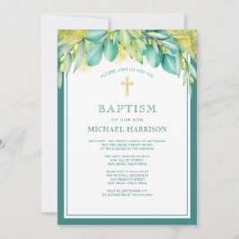 Grüne Eukalyptus-Olive Gender Neutrale Taufe Einladung