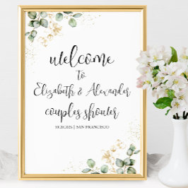 Grüne Eukalyptus Paare Dusche Begrüßungszeichen Poster