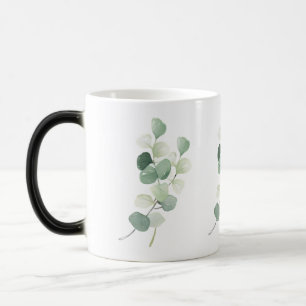 Grüne Eukalyptus-Pastell-Blätter Bettwäsche Kaffee Verwandlungstasse