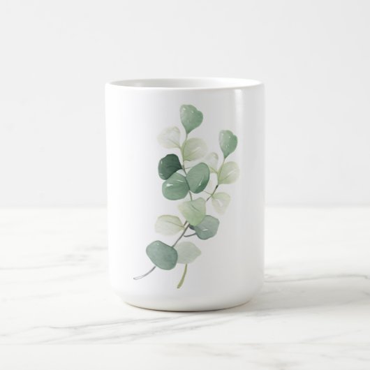 Grüne Eukalyptus-Pastell-Blätter Bettwäsche Kaffeetasse (Mittel)