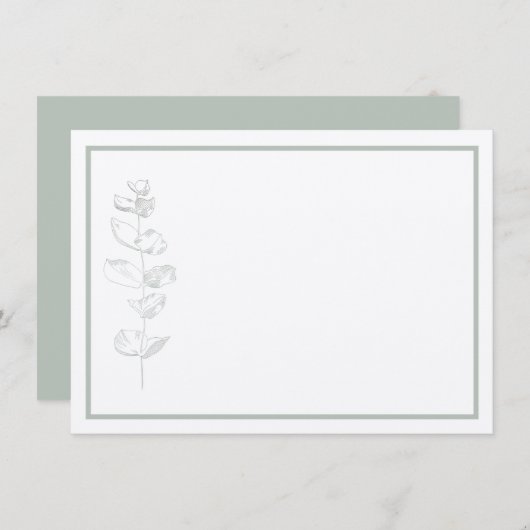 Grüne Eukalyptus-Pflanze Einfach Moderne Stationär Dankeskarte (Vorne/Hinten)