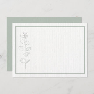 Grüne Eukalyptus-Pflanze Einfach Moderne Stationär Dankeskarte
