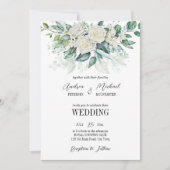 Grüne Eukalyptus Rosen Einladung zur Hochzeit (Vorderseite)