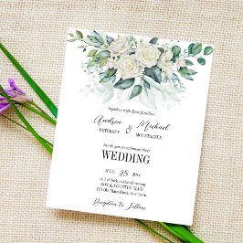 Grüne Eukalyptus Rosen Einladung zur Hochzeit