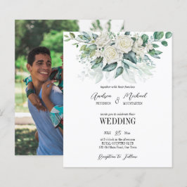 Grüne Eukalyptus Rosen Einladung zur Hochzeit