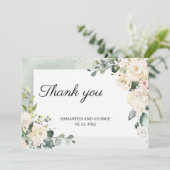 Grüne Eukalyptus-Rosen Glitzer boho Dankeskarte (Stehend Vorderseite)