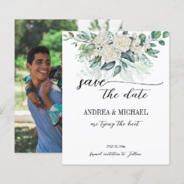 Grüne Eukalyptus-Rosen Save the Date