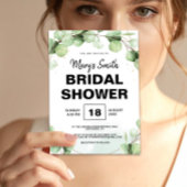 Grüne Eukalyptus-Rustikal-Boho-Elegante Brautparty Einladung