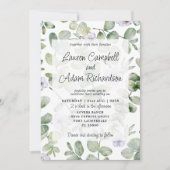 Grüne Eukalyptus Sage Green & Floral Wedding Einladung (Vorderseite)