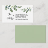 Grüne Eukalyptus, schwarz, Angaben zur Hochzeit Begleitkarte (Vorne/Hinten)