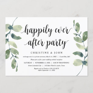 Grüne Eukalyptus, Schwarz, Hochzeitsfeier Einladung